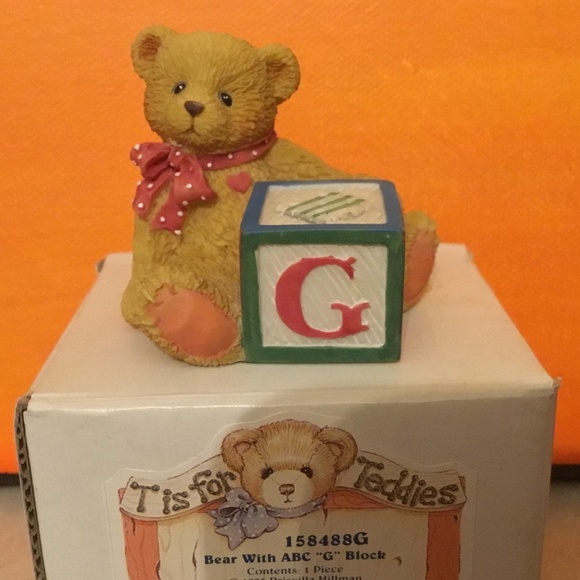 Cherished Teddies Bear With ABC “G” Block - Picture 1 of 8